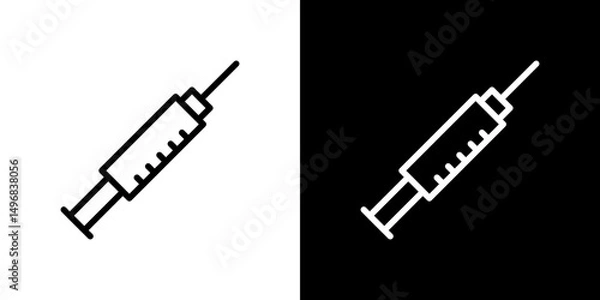 Obraz Needle icon stroke vector icon simple black style, illustration.