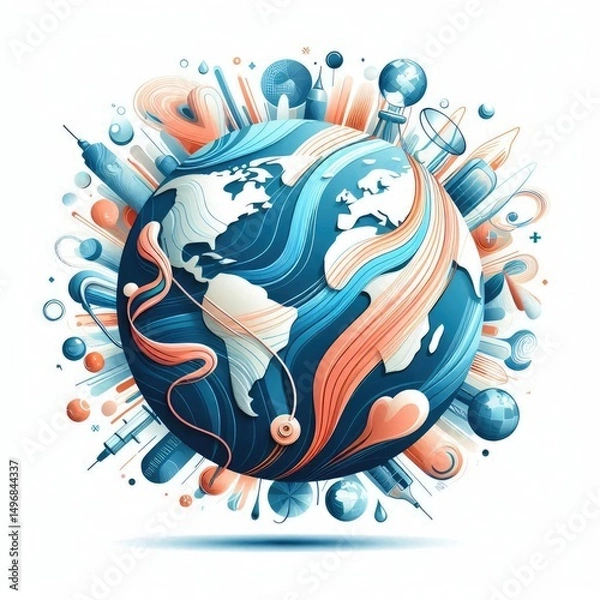 Fototapeta World Health Day : Celebrated annually to raise awareness of a specific health theme to highlight a priority area of concern for the World Health Organization