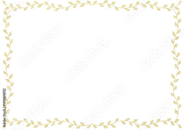 Obraz 葉っぱのフレーム(線金色)