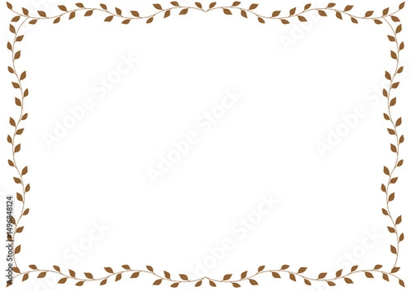 Obraz シンプルな葉っぱのフレーム