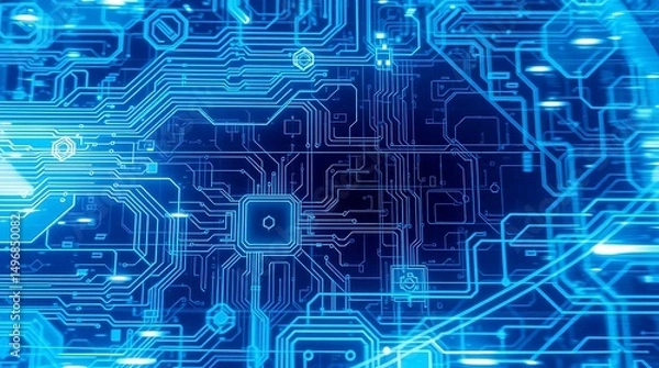 Fototapeta Futuristic Glowing Circuit Board, Advanced Technology and Digital Connectivity Concept