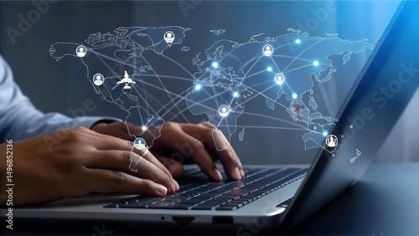 Fototapeta Global Connectivity  A Seamless Network of International Communication and Transportation