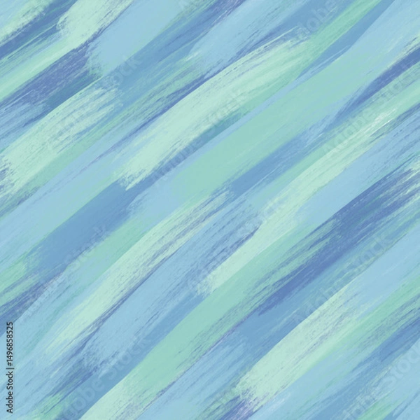 Obraz Watercolor brush stroke seamless pattern vector. Abstract pastel blue green brushwork. Flowing line. Doodle design for fabric, scarf, cloth, print, card, paper, banner, cover, wrapping, decor.
