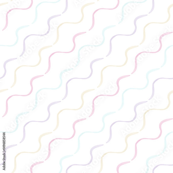 Obraz Diagonal wave seamless pattern vector. Pastel and colorful watercolor waves. Abstract wallpaper. Geometric wave and line. Flowing lines. Simply design for card, poster, cover, wrapping, paper, print.