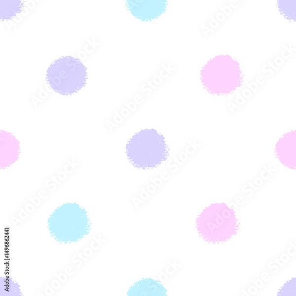 Obraz Pastel brush style dot seamless pattern. Romantic background. Polka dot pattern for fabric. Pastel wedding texture illustration.
