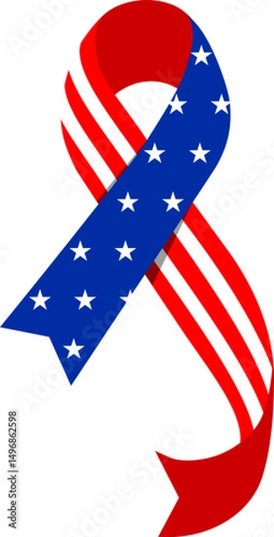 Obraz Memorial day element, Colorful ribbons in red, white, and blue designs for decoration.