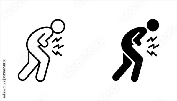 Fototapeta Indigestion icon set. Upset stomach. Stomachache. Digestive disorder. vector illustration on white background