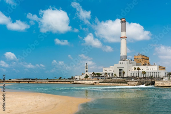 Fototapeta Reading power station on the Tel Aviv coastline in Israel.