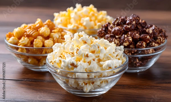 Fototapeta close up of a bowl of popcorn on the table. generative ai