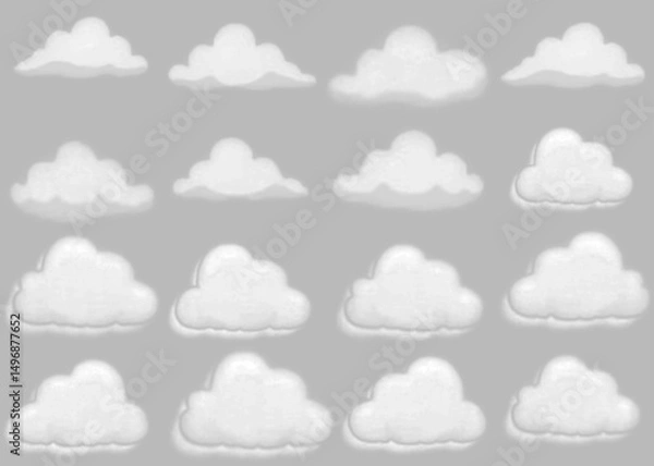 Fototapeta Cloud. Abstract white cloudy set isolated on blue background. Vector illustration