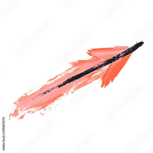 Fototapeta Artistic Arrow with Creative Brush Strokes in Soft Isolated on Transparent Background