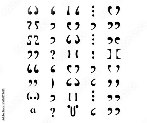 Fototapeta Set of quote mark. Quotes icon vector set. Quotemarks outline, speech marks, inverted commas or talking marks collection. Talk bubble speech icon. Black quotes icon. Vector illustration.