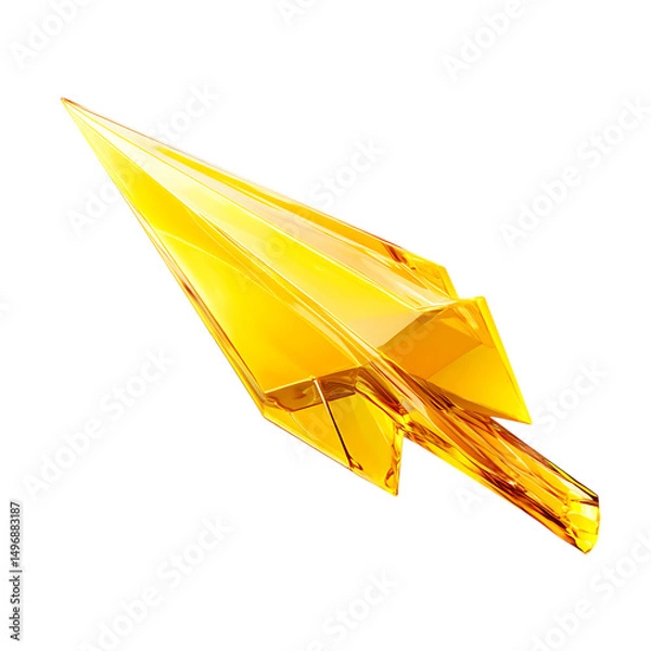 Fototapeta Futuristic Arrow with Striking Facets in Electric Yellow Isolated on Transparent Background