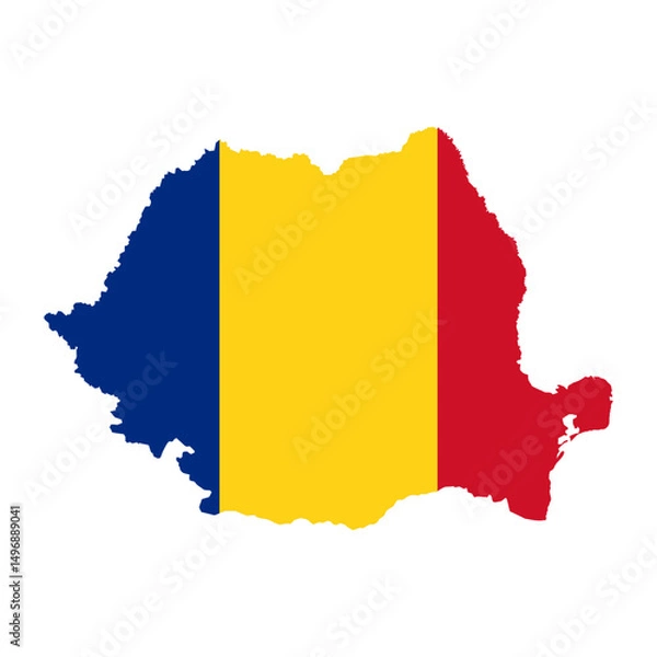 Fototapeta Romania map with flag on White Background. European country of Romania