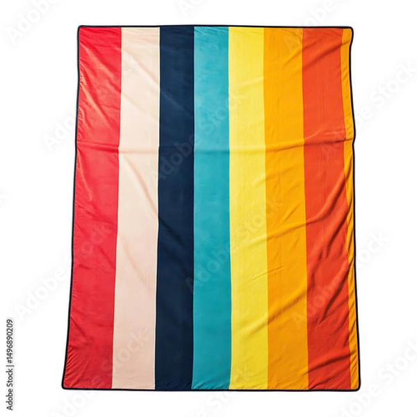 Fototapeta Retro Beach Towel with Giant Vintage Stripes in a B Isolated on Transparent Background