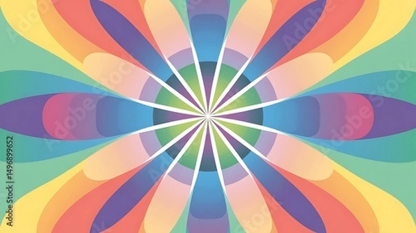 Fototapeta Abstract Rainbow Mandala Design Pastel Colors Vibrant Geometric Pattern Background