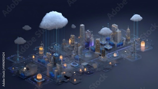 Fototapeta 3D icon of an AI-powered system for predicting weather with high accuracy.