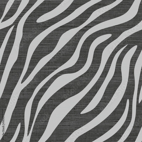 Fototapeta Seamless Zebra Stripe Pattern in Black and White with Linen Texture

