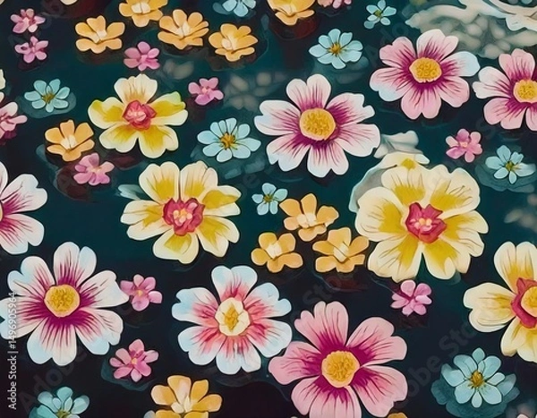 Fototapeta colorful seamless pattern with flowers background
