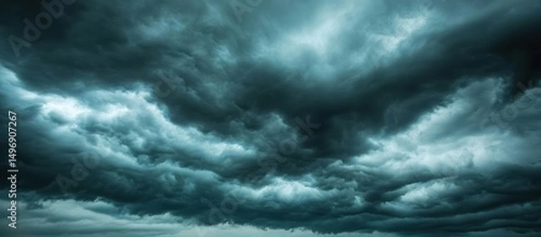 Fototapeta Ominous sky filled with dark storm clouds hinting at impending weather event