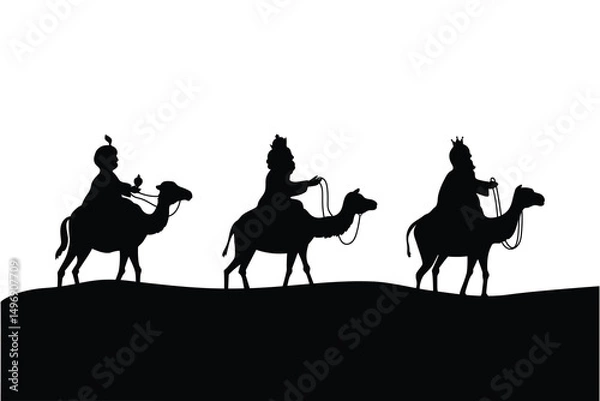 Fototapeta Journey of the Three Wise Men Across the Desert Bearing Gifts for the Newborn Jesus