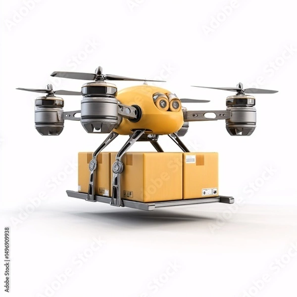 Fototapeta Autonomous delivery drone, rendered in 3D for efficient cargo transportation