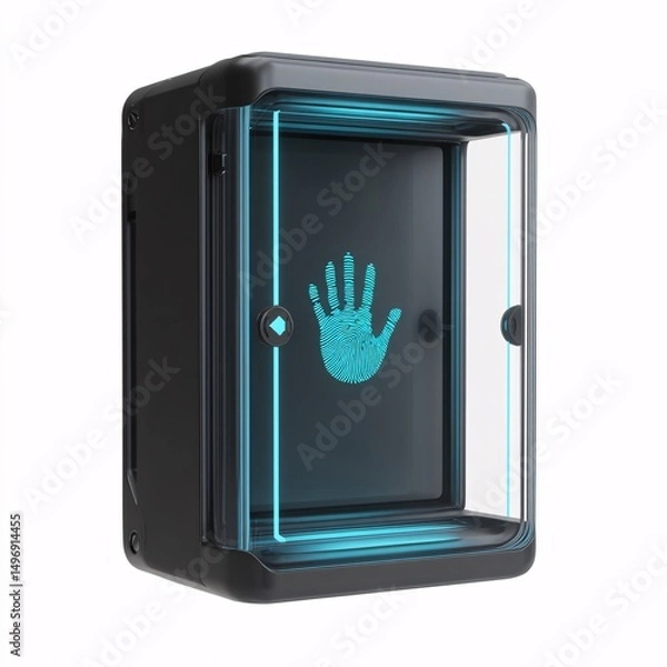 Fototapeta 3D icon of a biometric scanner for advanced security and identification