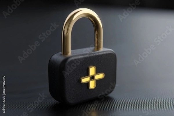 Fototapeta 3D Bluetooth smart lock, modern design, placed on a simple white surface