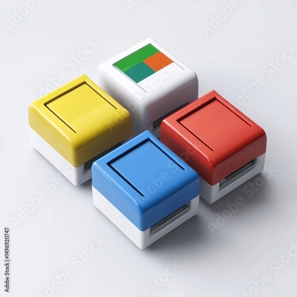 Obraz Label maker with color-coding feature, 3D model, isolated on white background
