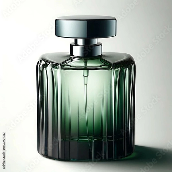 Fototapeta elegant perfume bottle with stylish dark and light green shades, with more refined cap