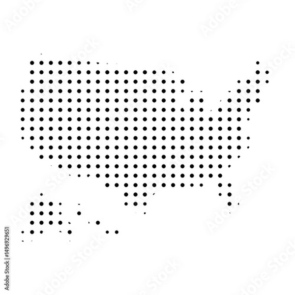Obraz Dotted Country Silhouette. USA in halftone style