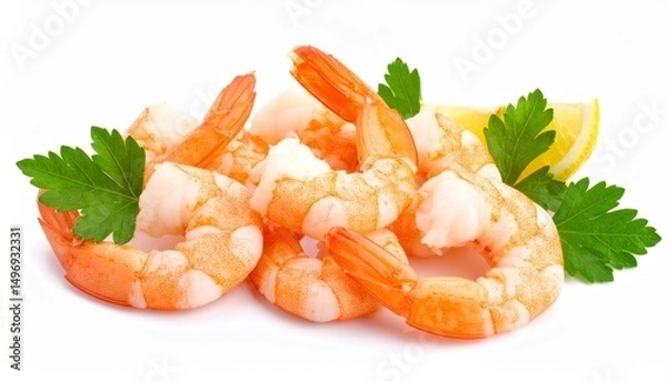 Fototapeta shrimps on a white background