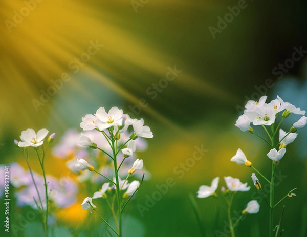 Fototapeta flowers on a spring meadow in the rays of the sun
