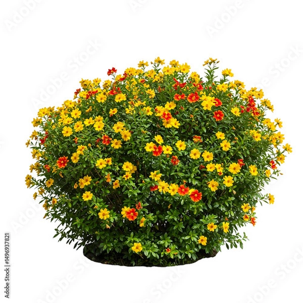 Obraz Colorful Lantana Flower Plant in White Pot Isolated on White Background