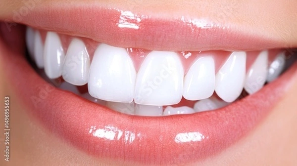 Obraz A dentist is cleaning or polishing teeth up close. This shows dental work, like cleaning and whitening teeth.
