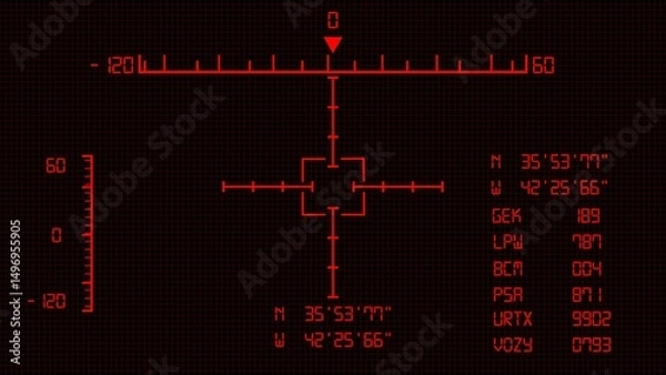 Fototapeta HUD target aims control panel or aim radar digital screen.