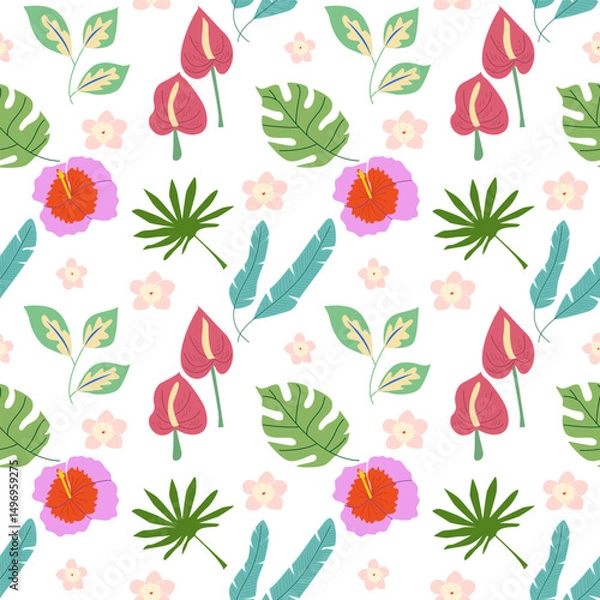 Obraz Seamless tropical pattern. Bright summer background. Vector Illustration.