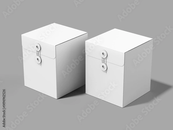 Fototapeta White Blank Two Closure Boxes Mockup Side by Side on Gray Background