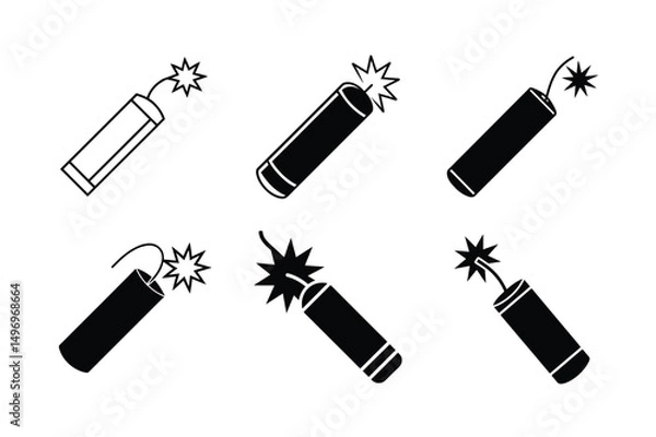 Obraz cartoon style dynamite vector illustration clean fuse burning
