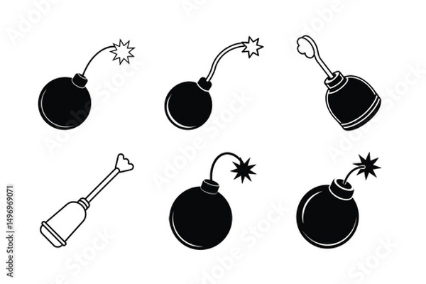 Obraz cartoon style dynamite vector illustration clean explosive fuse