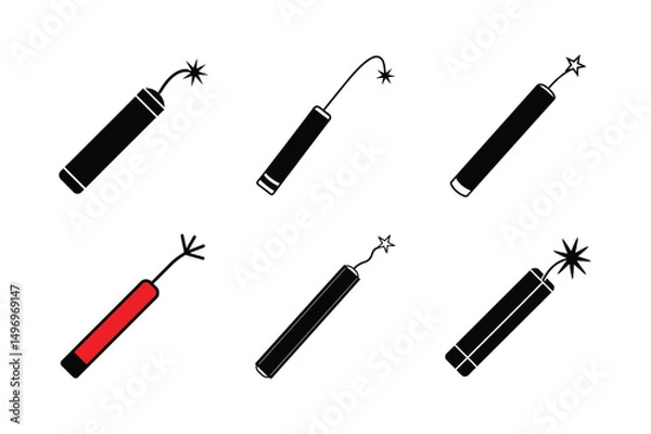 Obraz cartoon style dynamite vector illustration clean stick explosion