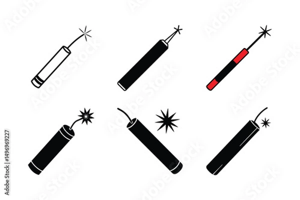 Obraz cartoon style dynamite vector illustration clean fuse icon