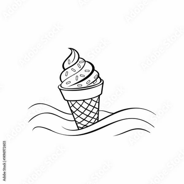 Fototapeta ice cream corn vector, icon