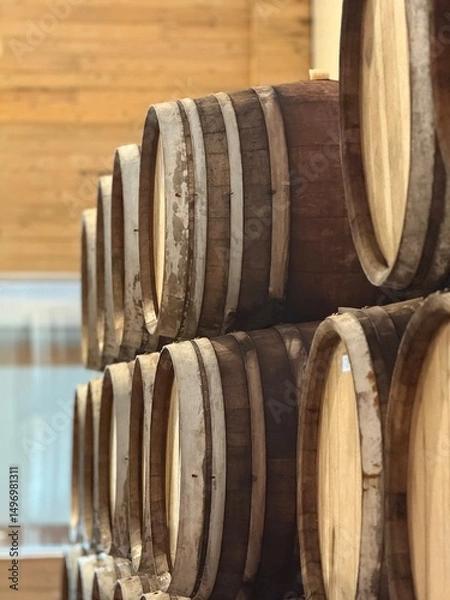 Obraz wine barrels in a cellar