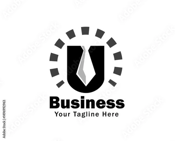 Obraz abstract u letter tie business logo design template