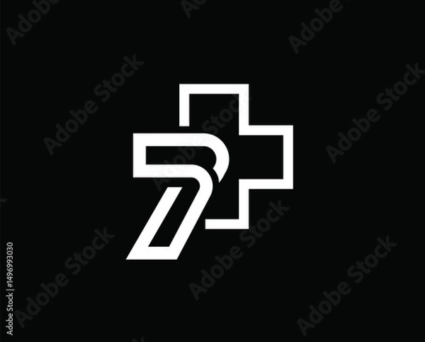 Obraz seven cross line art health logo icon symbol design template illustration