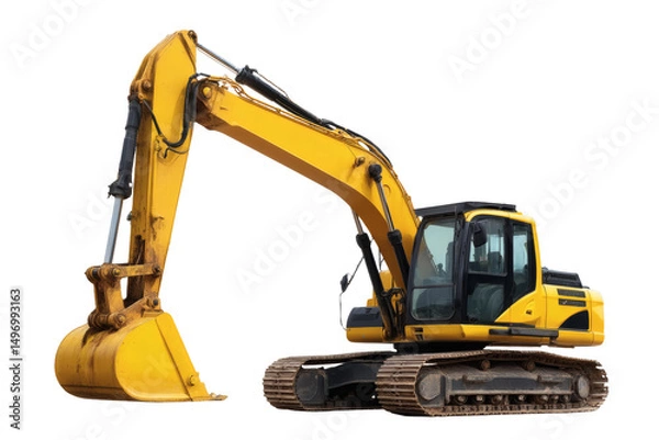 Fototapeta [Transparent Background PNG]Yellow Excavator on White Background