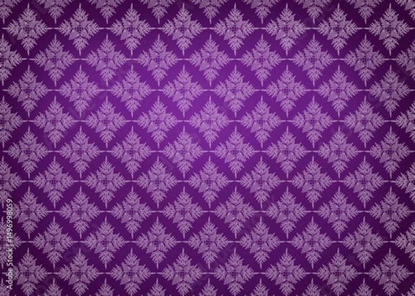 Fototapeta Elegant leaves pattern on purple background, seamless pattern on purple background