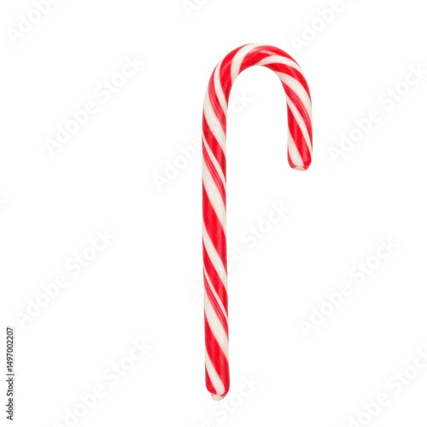 Fototapeta Classic red and white candy cane isolated on transparent background