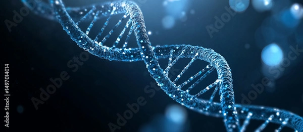 Obraz A double helix of DNA, with one half depicting the adenine base in blue and white.
